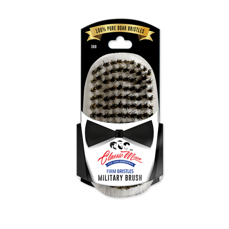 front view of WavEnforcer Classic Man Military Brush in packaging