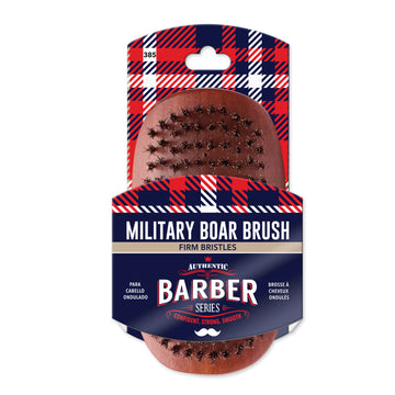 front of WavEnforcer Barber Series Military Boar Brush packaging 