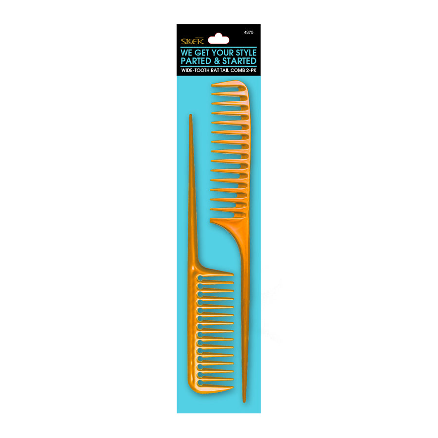 Sleek® Wide-Tooth 2-Pack Rat Tail Comb in brand packaging