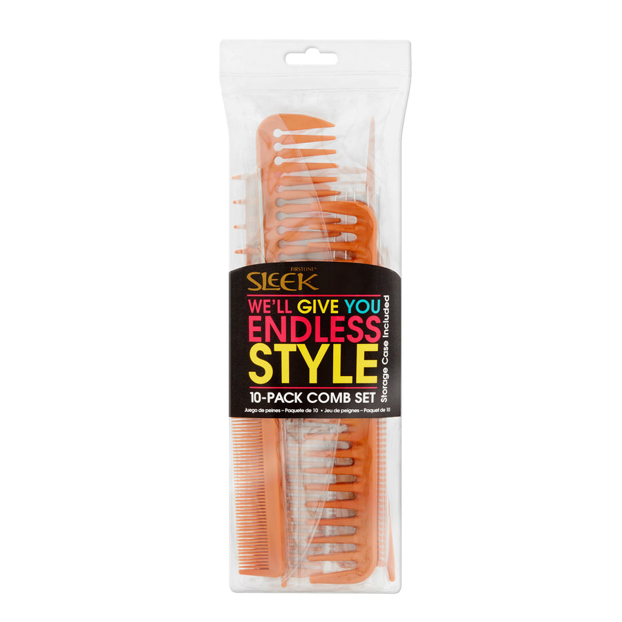 Front view of packaging for Sleek® 10-Pack Comb Set