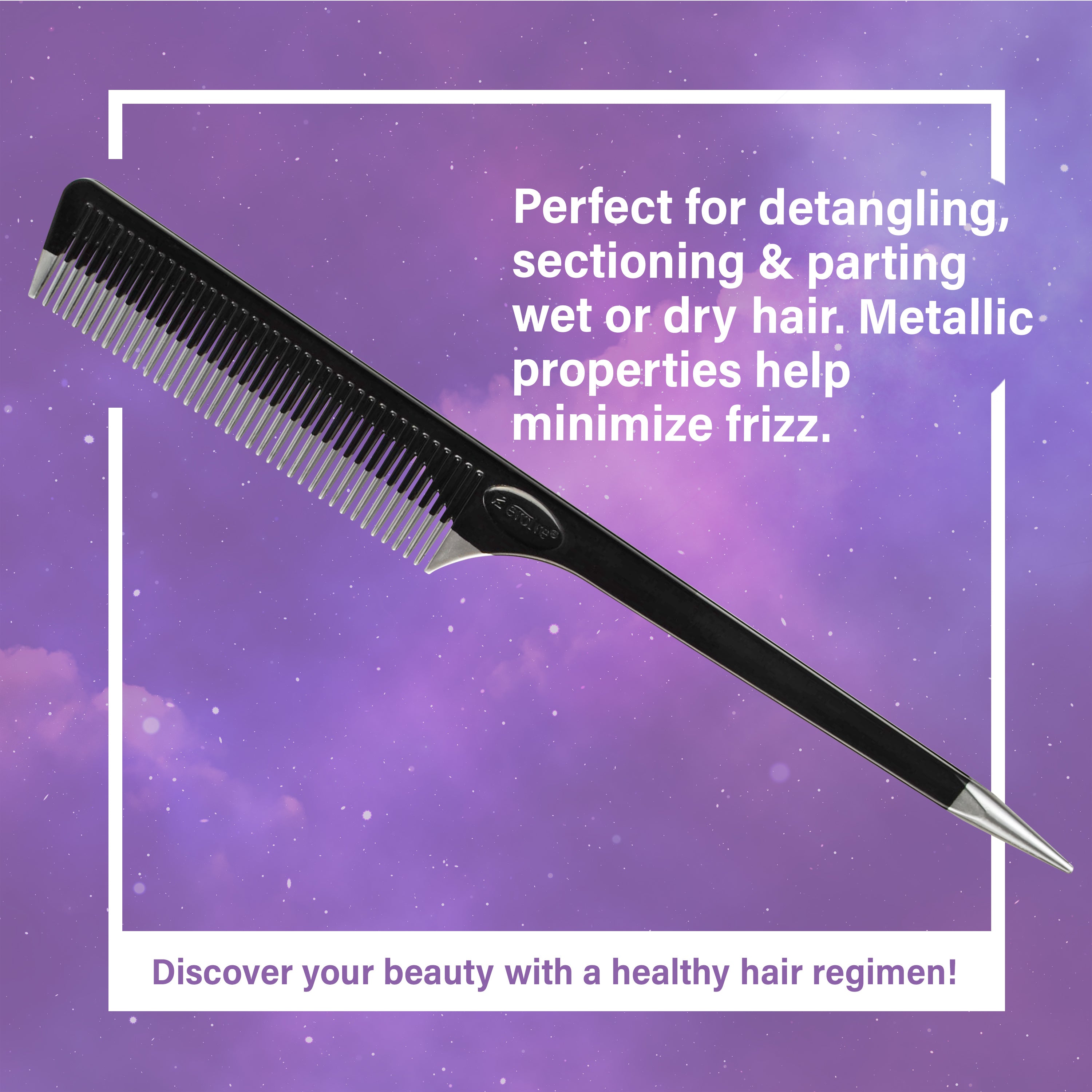 Chapado en Laton ヘアライン コンビ　Hc2 Evolve® Rat Tail Comb w/Metallic Tip 2-Pack, 335 – Firstline