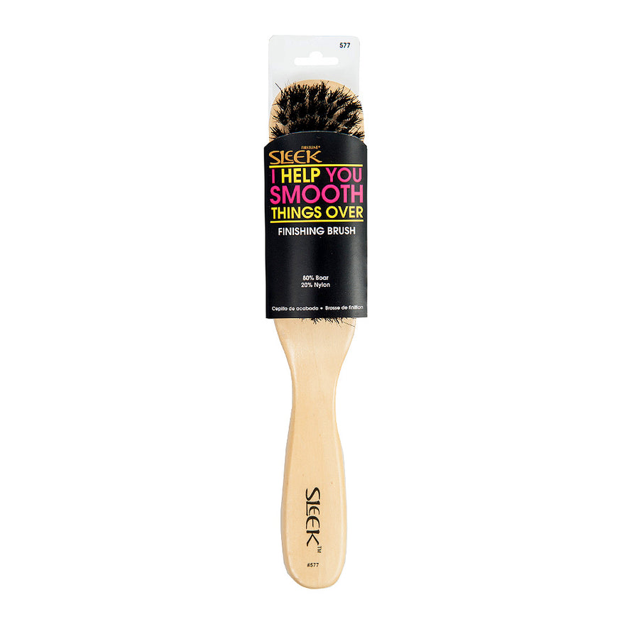 Front view of Sleek® Finishing Brush in brand packaging