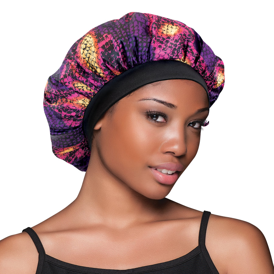 Evolve®Satin Bonnet (Assorted), Purple Snakeskin Print 659