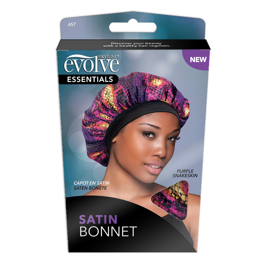 Evolve®Satin Bonnet (Assorted), Purple Snakeskin Print 659