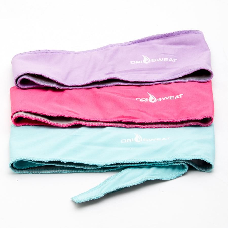 Purple, pink and light blue Dri Sweat® Compete Adjustable Headband