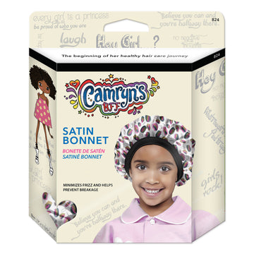 front of Camryn's BFF® white and purple satin leopard print Bonnet package