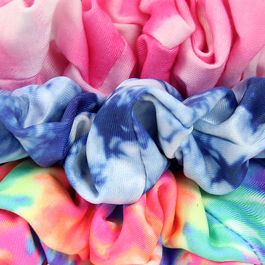 detailed view of Camryn's BFF tie dye Scrunchies 3-Pack