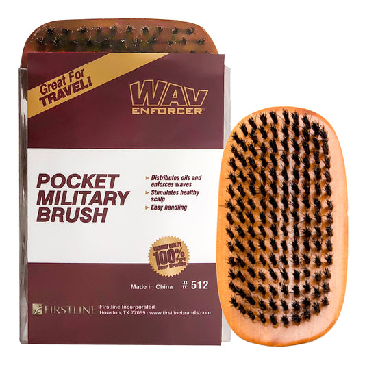 front view of WavEnforcer Pocket-Size Military Brush in packaging