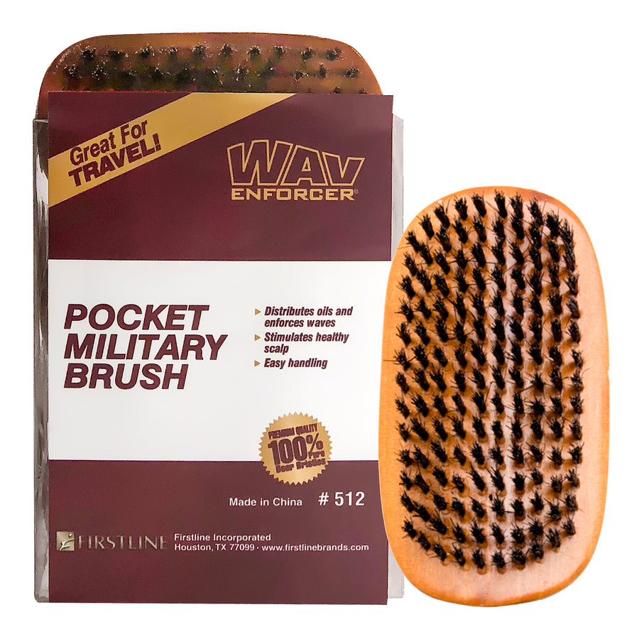 front view of WavEnforcer Pocket-Size Military Brush in packaging