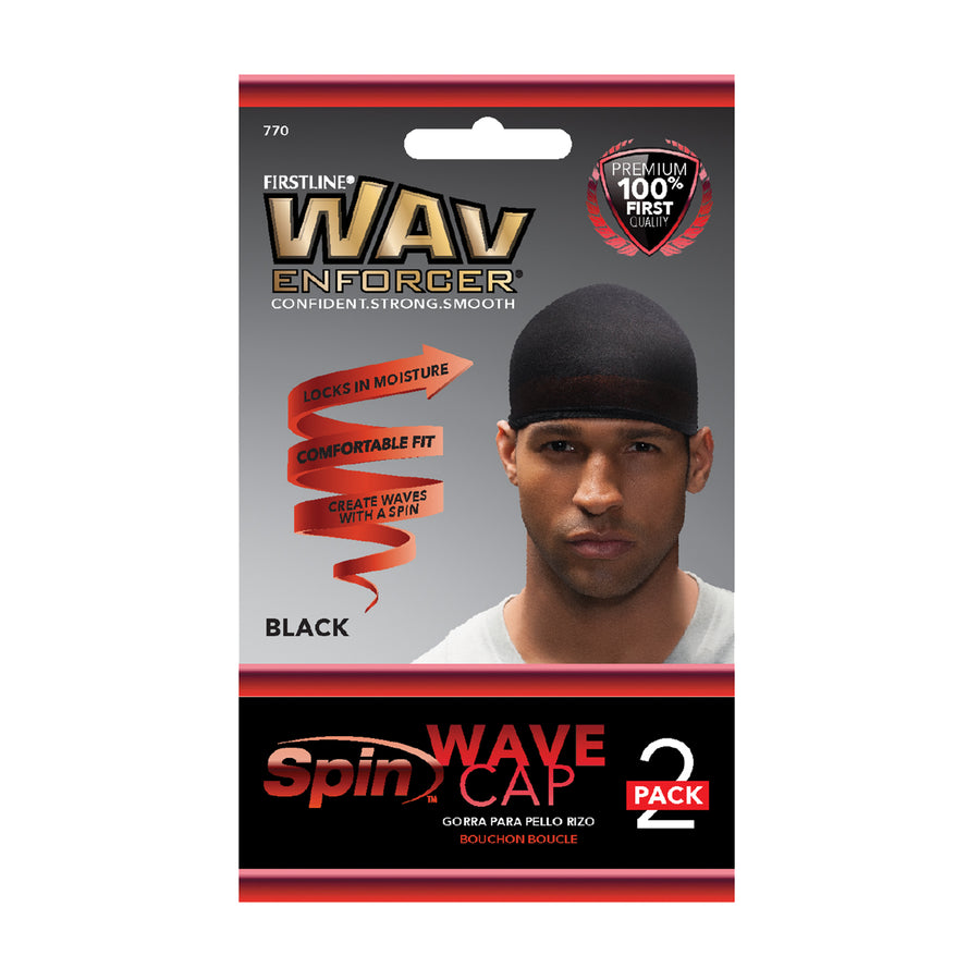 front of wavenforcer black 2 pack wave cap package
