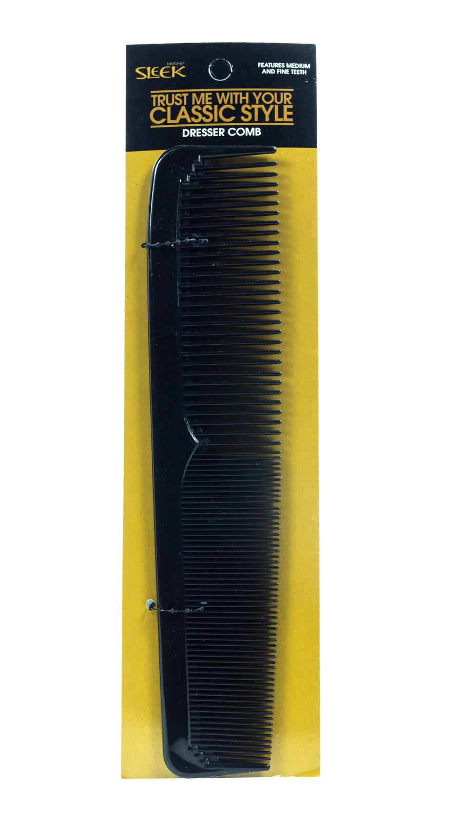 Black Sleek® Dresser Comb in brand packaging